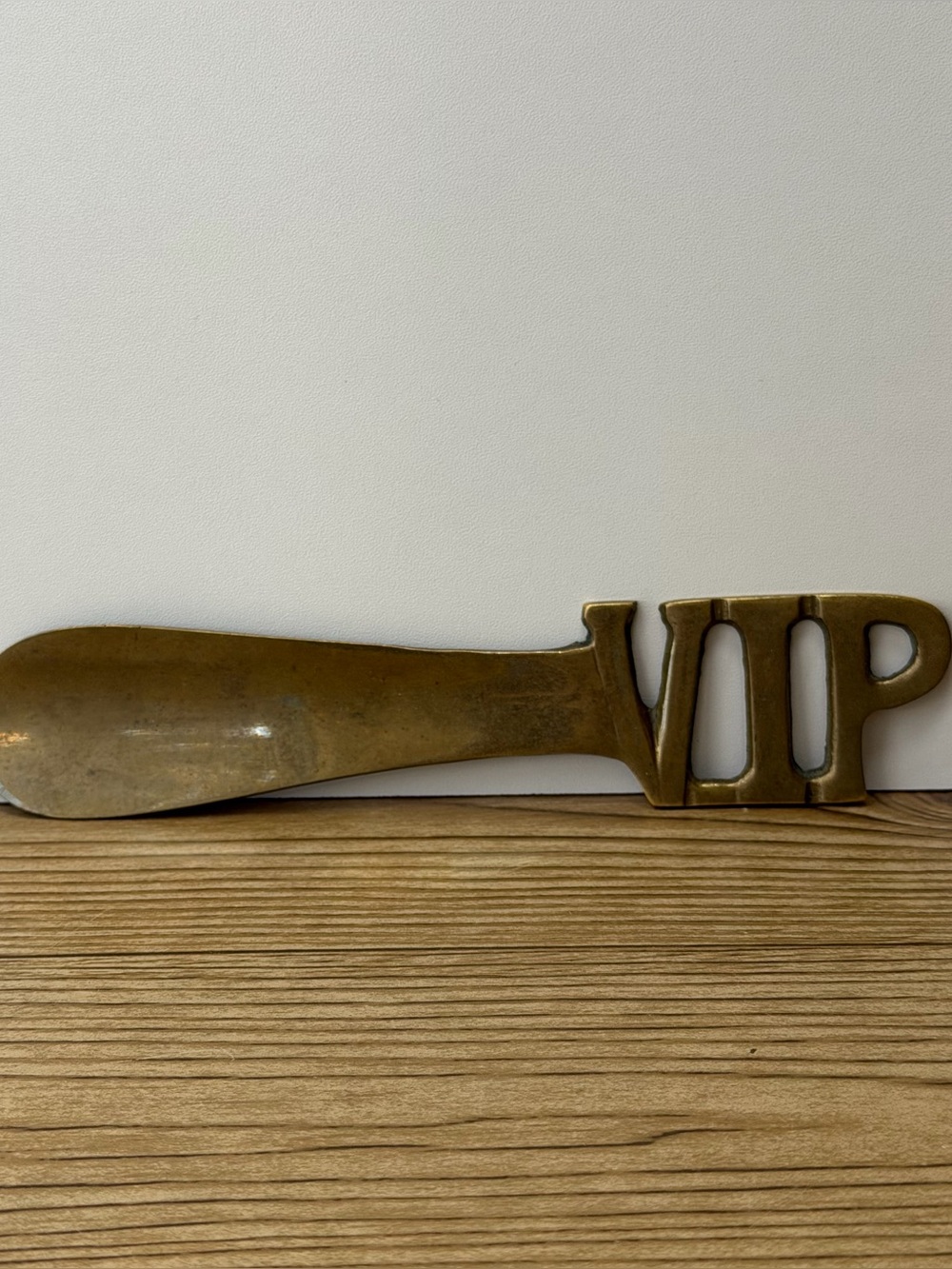 Vintage Solid Brass VIP Novelty Shoe Horn